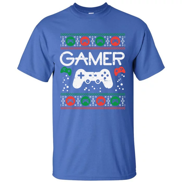 Gamer Ugly Christmas Sweater Retro Video Game Xmas Boys Gift Tall T-Shirt