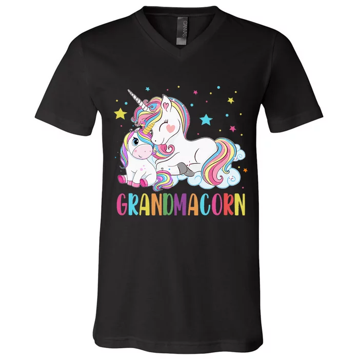 Grandmacorn Unicorn Costume Grandma Mom Mother's Day V-Neck T-Shirt