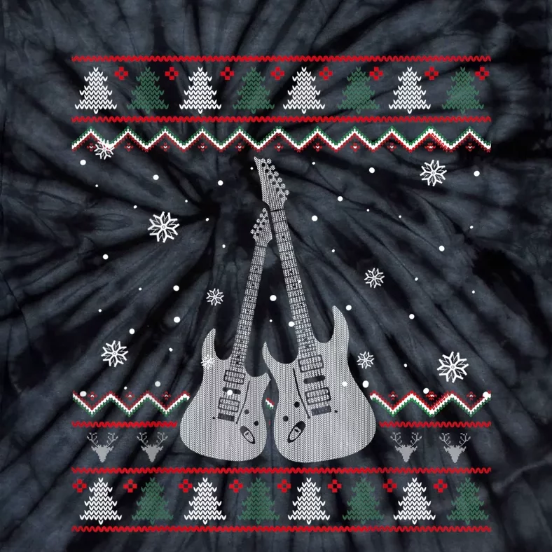 Guitar Ugly Christmas Pajama Funny Gifts Music Lover Tie-Dye T-Shirt