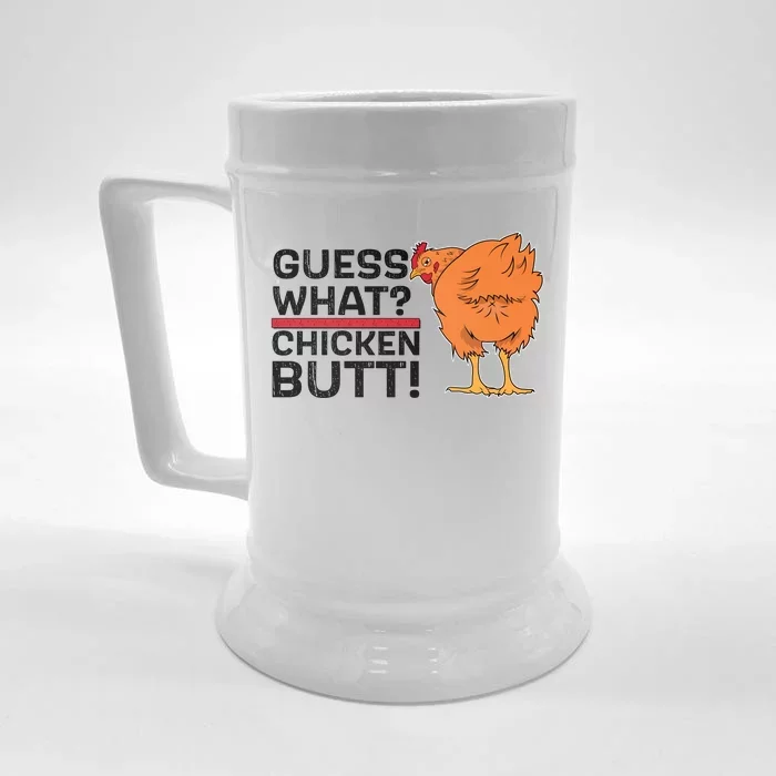 Guess What? Chicken Butt! Funny Joke Front & Back Beer Stein