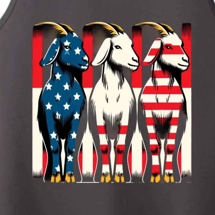 Goat Usa Flag Patriotic Goat Lover Goat 4th Of July Gift Performance Tank