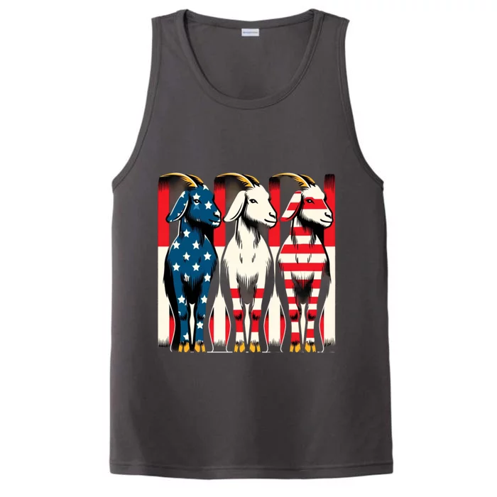 Goat Usa Flag Patriotic Goat Lover Goat 4th Of July Gift Performance Tank