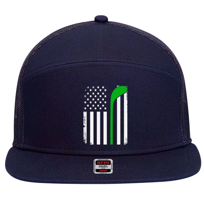 Golf Us Flag Funny Golf Lover Patricks Day Gift 7 Panel Mesh Trucker Snapback Hat