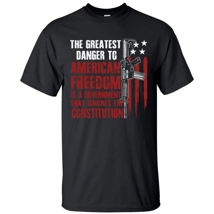 Gun Usa Flag American Freedom Funny Government Tall T-Shirt