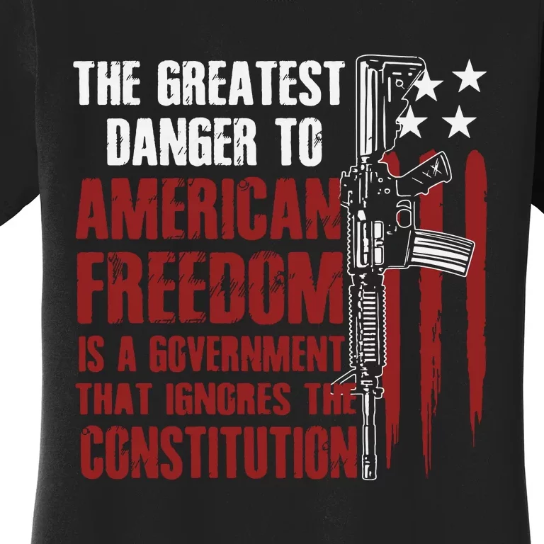 Gun Usa Flag American Freedom Funny Government Women's T-Shirt