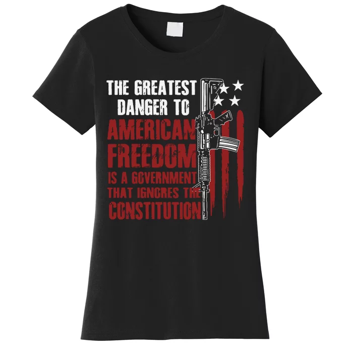 Gun Usa Flag American Freedom Funny Government Women's T-Shirt