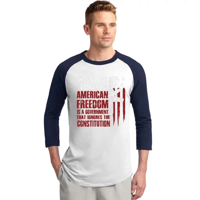 Gun Usa Flag American Freedom Funny Government Baseball Sleeve Shirt