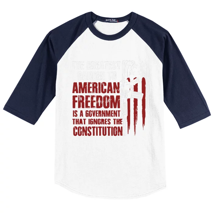 Gun Usa Flag American Freedom Funny Government Baseball Sleeve Shirt