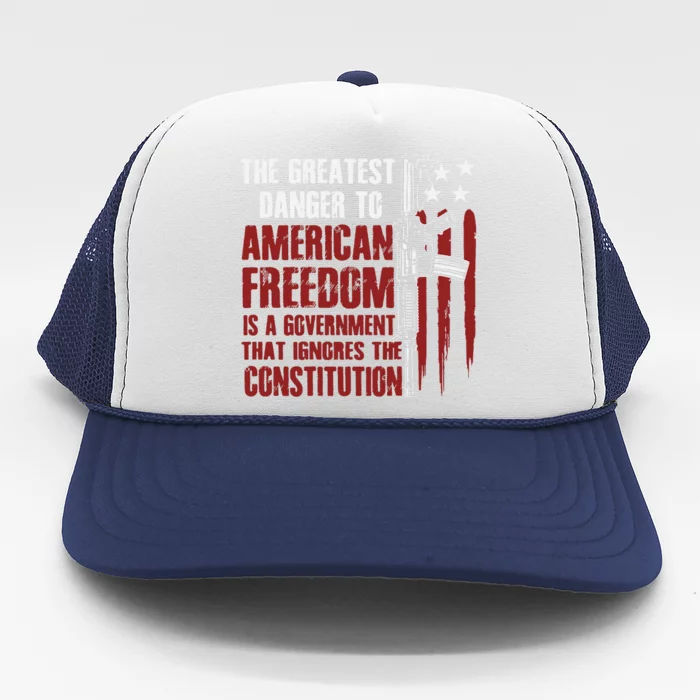 Gun Usa Flag American Freedom Funny Government Trucker Hat