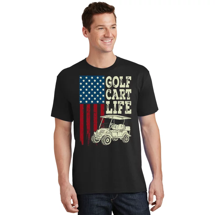 Golf Us Flag Golf Cart Life T-Shirt