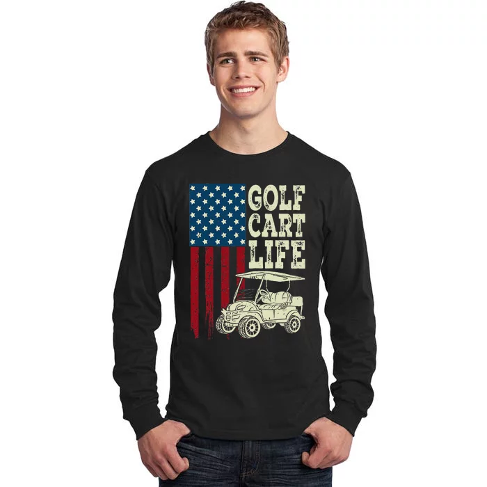 Golf Us Flag Golf Cart Life Tall Long Sleeve T-Shirt