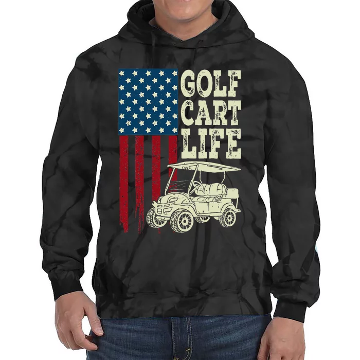 Golf Us Flag Golf Cart Life Tie Dye Hoodie