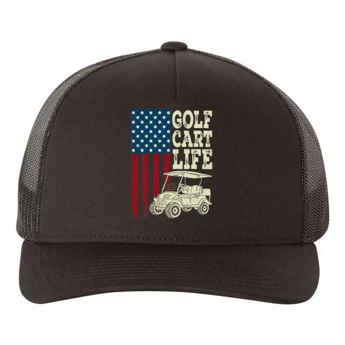 Golf Us Flag Golf Cart Life Gift Funny Golf Yupoong Adult 5-Panel Trucker Hat