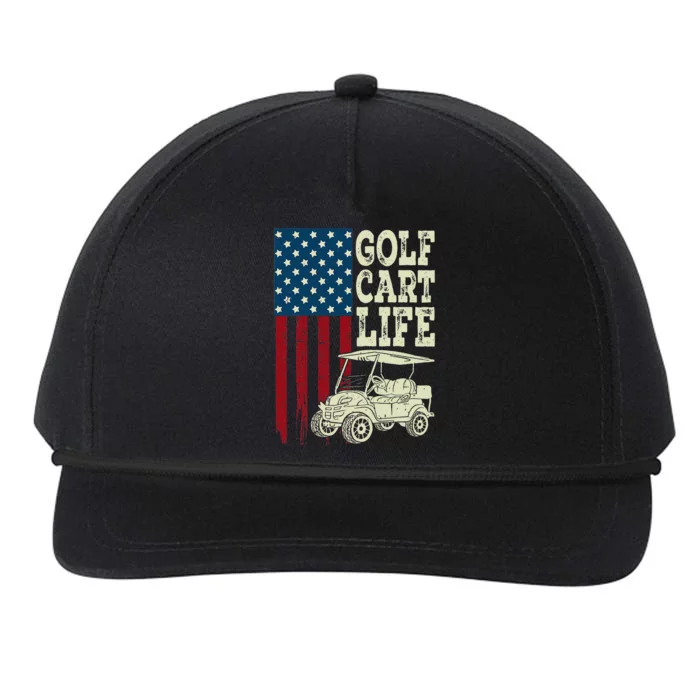 Golf Us Flag Golf Cart Life Gift Funny Golf Snapback Five-Panel Rope Hat