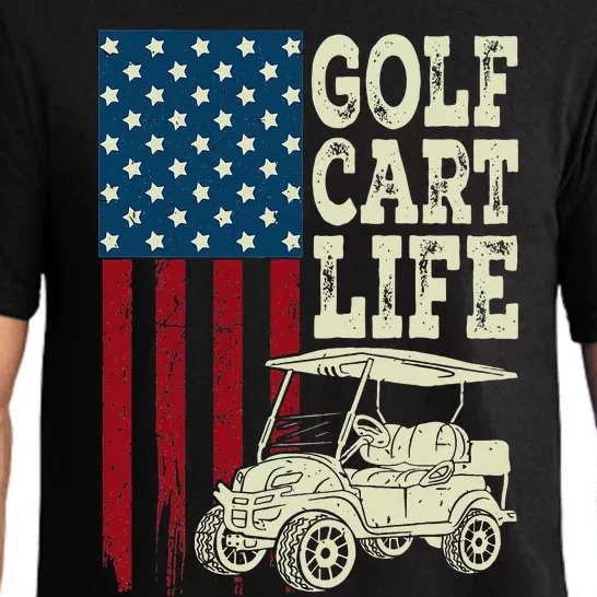 Golf Us Flag Golf Cart Life Gift Funny Golf Pajama Set