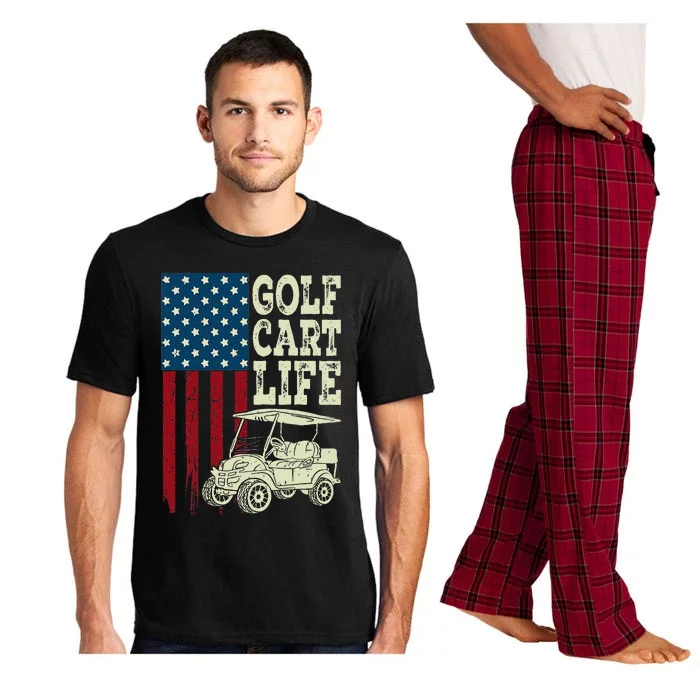 Golf Us Flag Golf Cart Life Gift Funny Golf Pajama Set