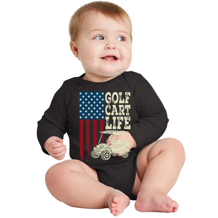 Golf Us Flag Golf Cart Life Gift Funny Golf Baby Long Sleeve Bodysuit