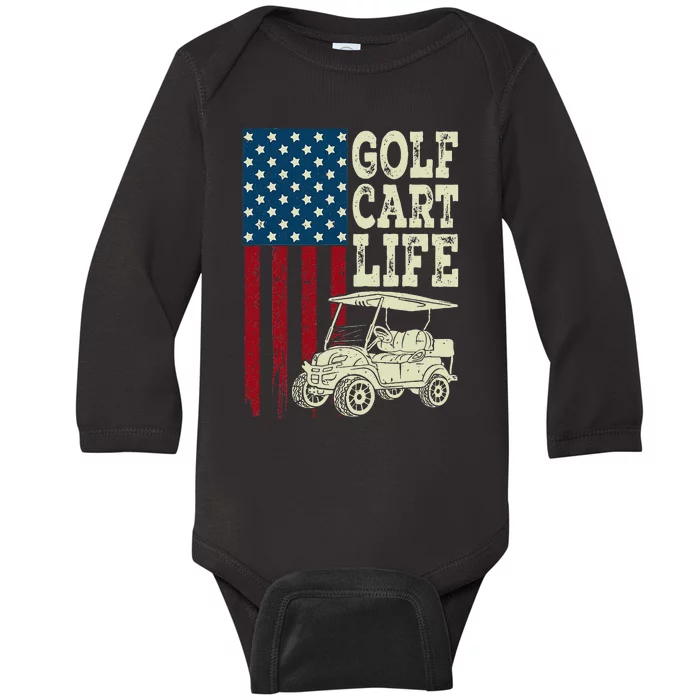 Golf Us Flag Golf Cart Life Gift Funny Golf Baby Long Sleeve Bodysuit