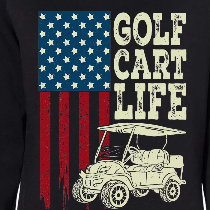 Golf Us Flag Golf Cart Life Gift Funny Golf Womens California Wash Sweatshirt