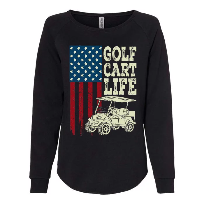 Golf Us Flag Golf Cart Life Gift Funny Golf Womens California Wash Sweatshirt