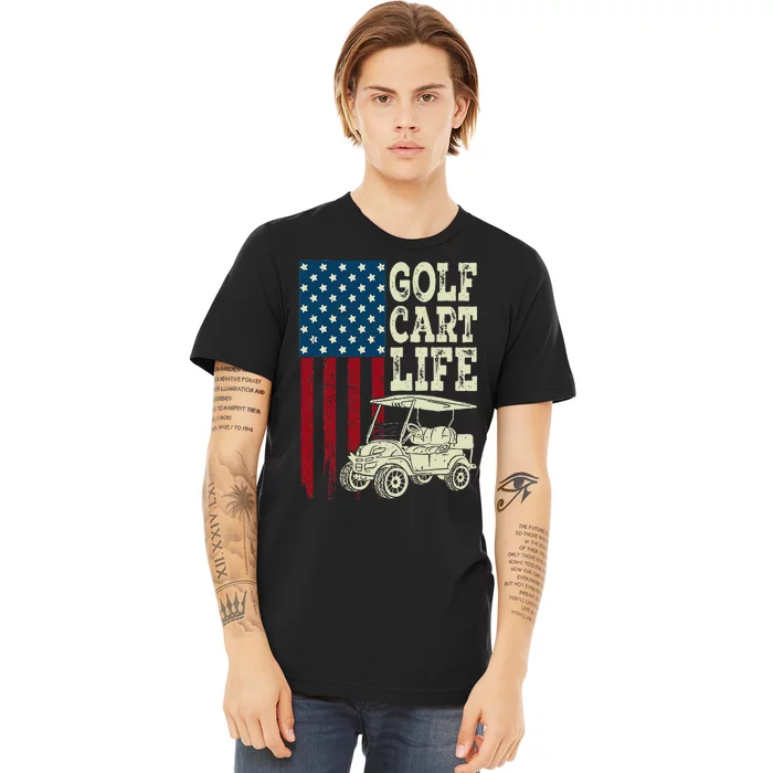 Golf Us Flag Golf Cart Life Gift Funny Golf Premium T-Shirt