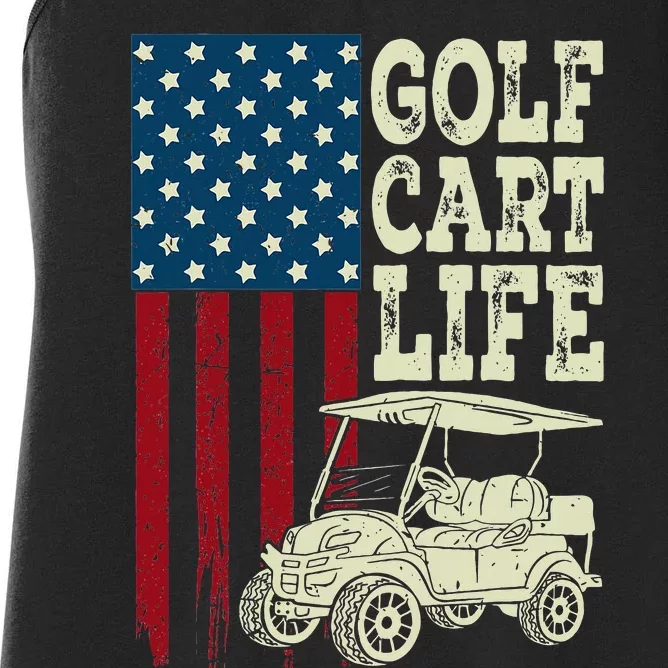 Golf Us Flag Golf Cart Life Gift Funny Golf Women's Racerback Tank