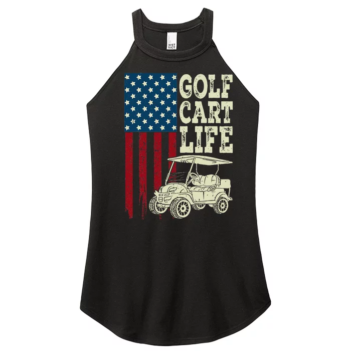 Golf Us Flag Golf Cart Life Gift Funny Golf Women’s Perfect Tri Rocker Tank