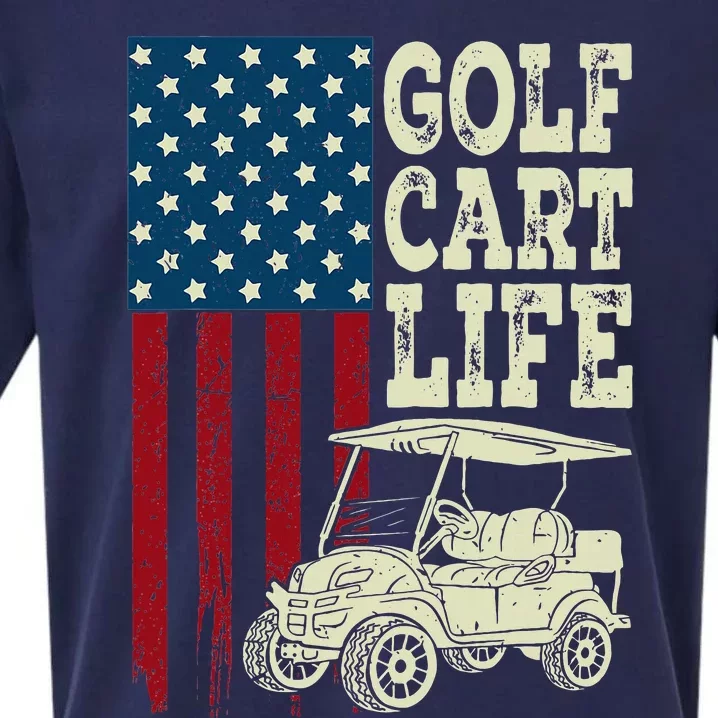 Golf Us Flag Golf Cart Life Gift Funny Golf Sueded Cloud Jersey T-Shirt