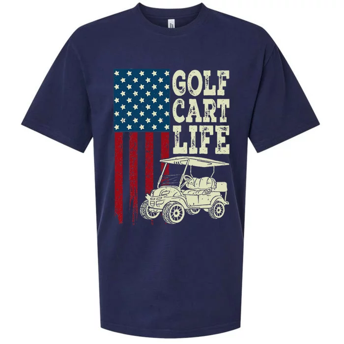 Golf Us Flag Golf Cart Life Gift Funny Golf Sueded Cloud Jersey T-Shirt