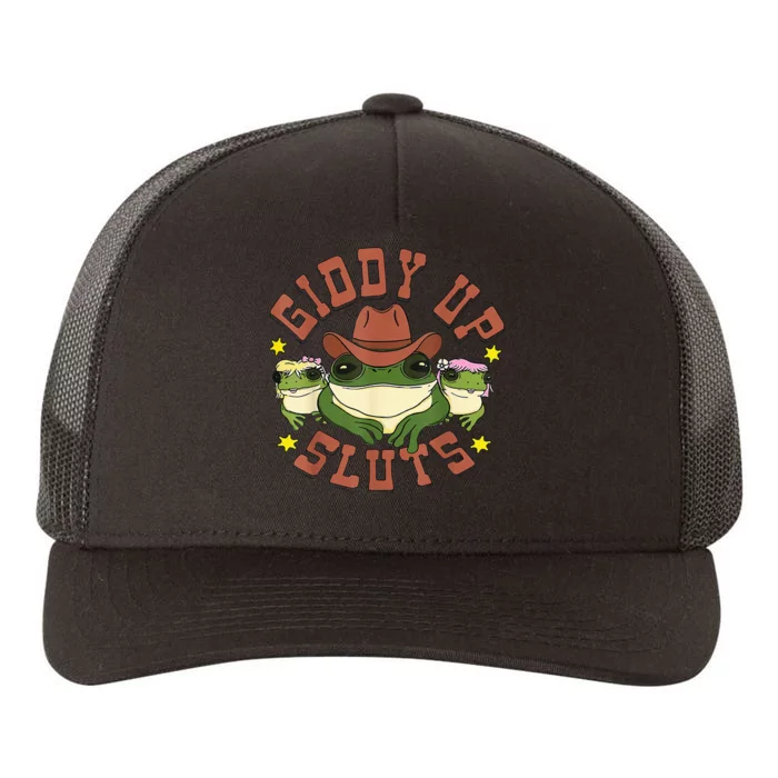 Giddy Up Funny Frogs Funny Western Country Yupoong Adult 5-Panel Trucker Hat