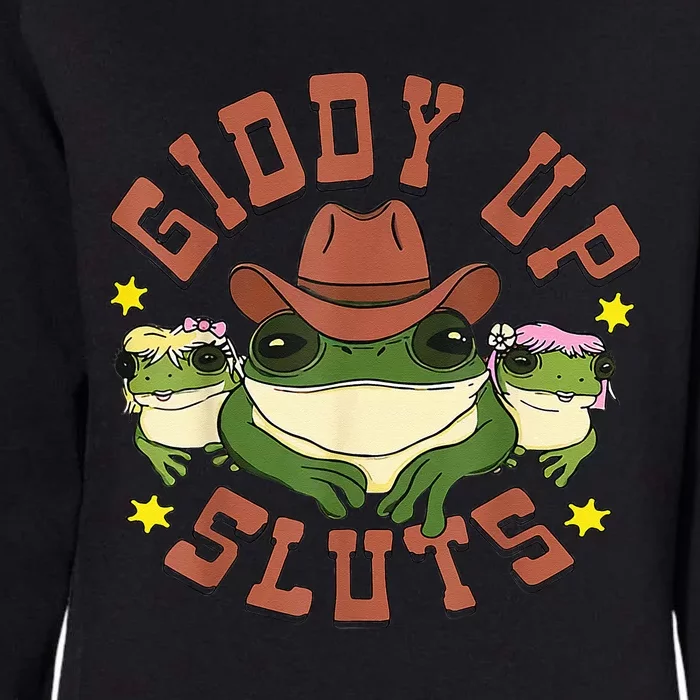 Giddy Up Funny Frogs Funny Western Country Womens California Wash Sweatshirt