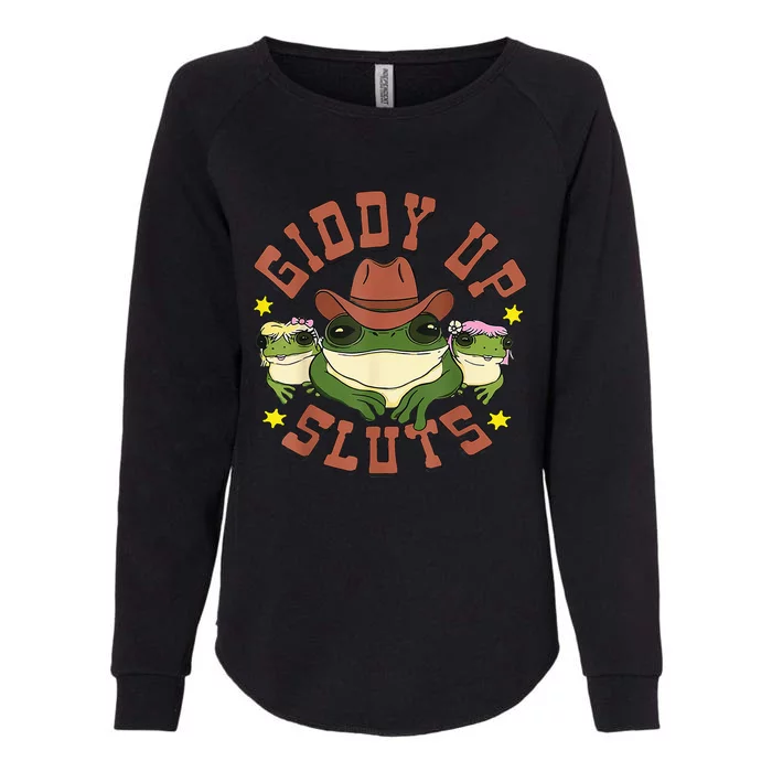 Giddy Up Funny Frogs Funny Western Country Womens California Wash Sweatshirt