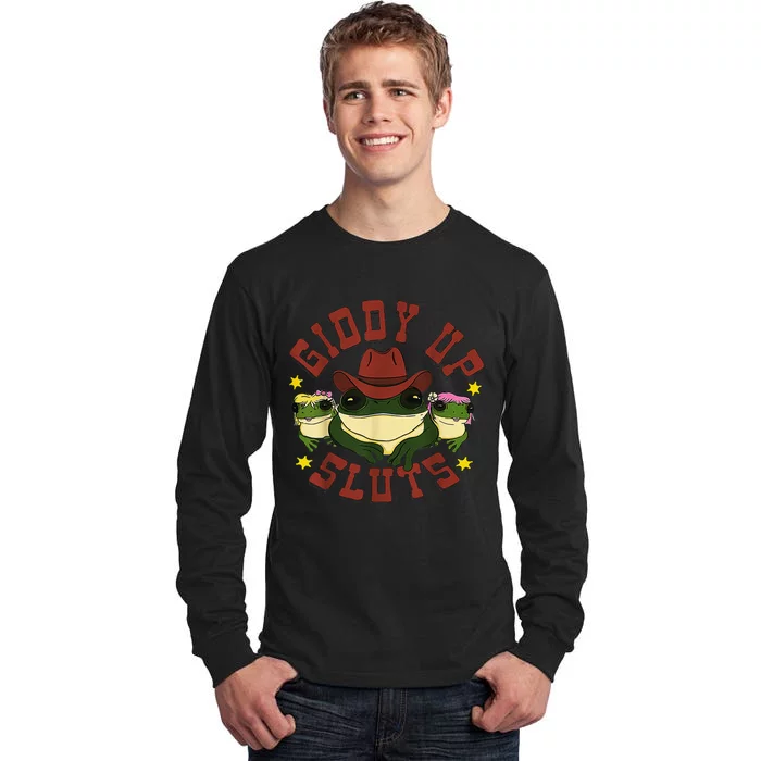 Giddy Up Funny Frogs Funny Western Country Tall Long Sleeve T-Shirt