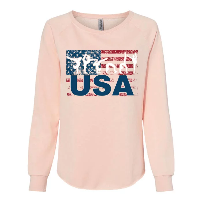 Gymnastics Usa Girl Patriotism Funny Sports Us American Gift Womens California Wash Sweatshirt