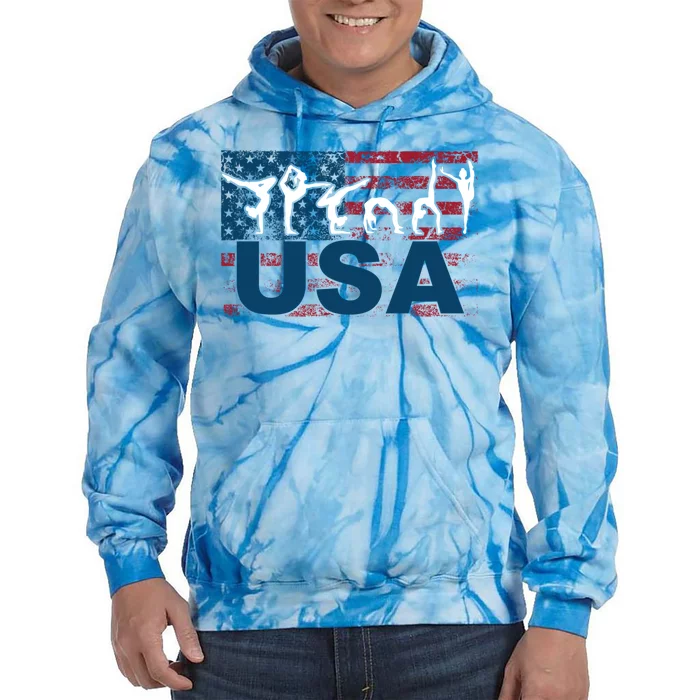 Gymnastics Usa Girl Patriotism Funny Sports Us American Gift Tie Dye Hoodie