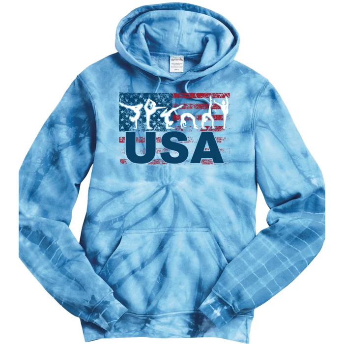 Gymnastics Usa Girl Patriotism Funny Sports Us American Gift Tie Dye Hoodie