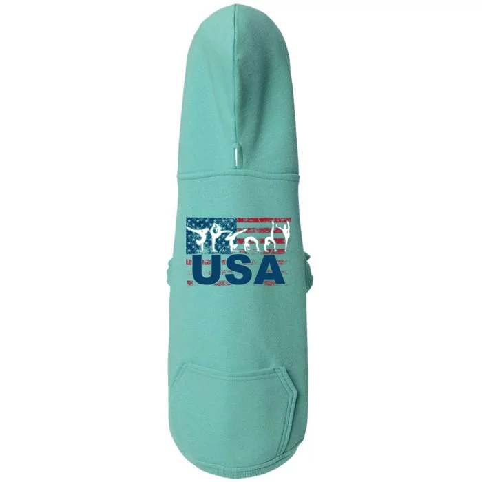 Gymnastics Usa Girl Patriotism Funny Sports Us American Gift Doggie 3-End Fleece Hoodie