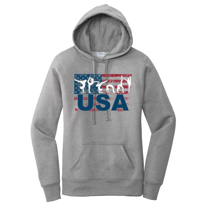 Gymnastics Usa Girl Patriotism Funny Sports Us American Gift Women's Pullover Hoodie