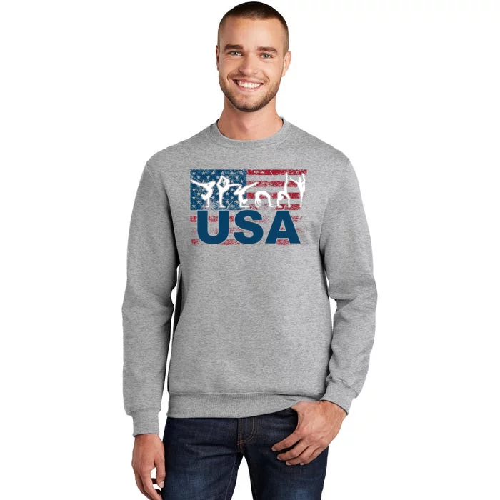 Gymnastics Usa Girl Patriotism Funny Sports Us American Gift Tall Sweatshirt