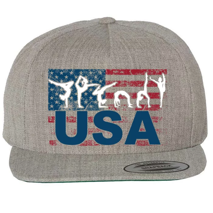 Gymnastics Usa Girl Patriotism Funny Sports Us American Gift Wool Snapback Cap