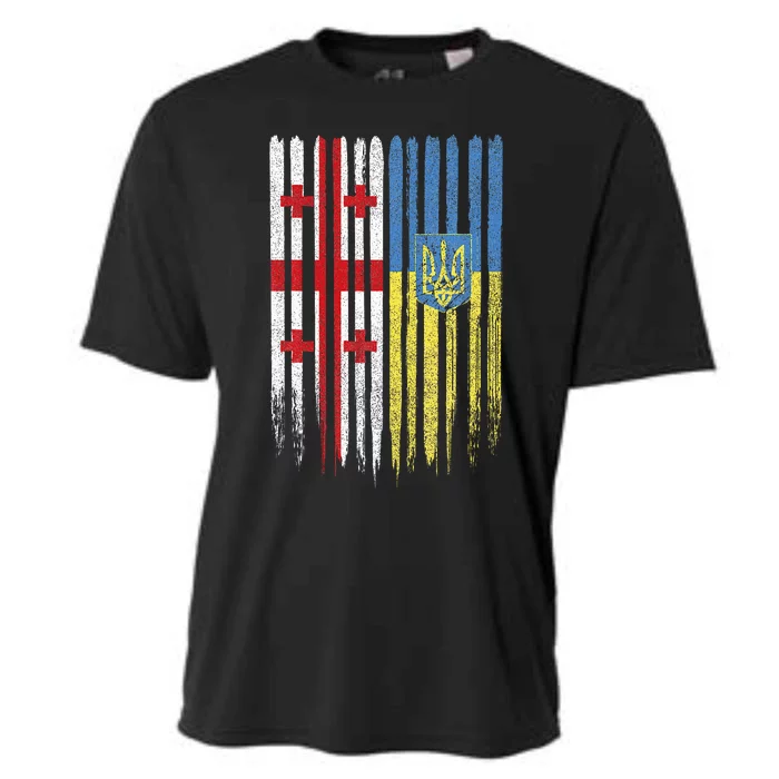 Georgia Ukraine Georgian Ukrainian Flag Cooling Performance Crew T-Shirt