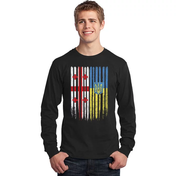 Georgia Ukraine Georgian Ukrainian Flag Tall Long Sleeve T-Shirt