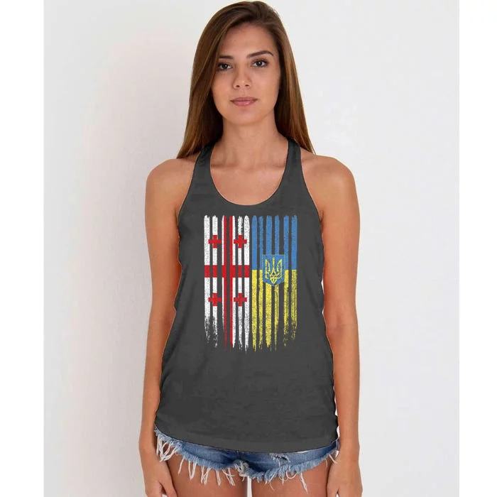 Georgia Ukraine Georgian Ukrainian Flag Women's Knotted Racerback Tank