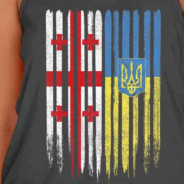 Georgia Ukraine Georgian Ukrainian Flag Women's Knotted Racerback Tank