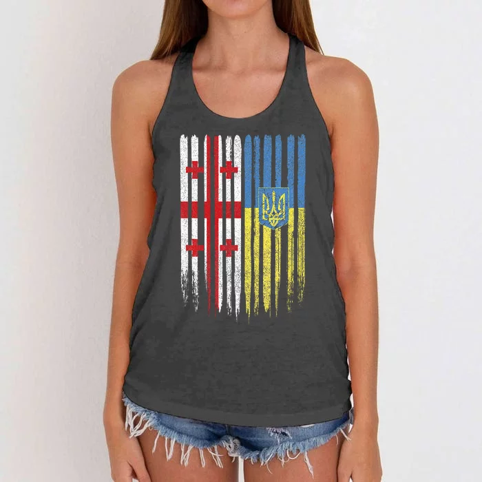 Georgia Ukraine Georgian Ukrainian Flag Women's Knotted Racerback Tank