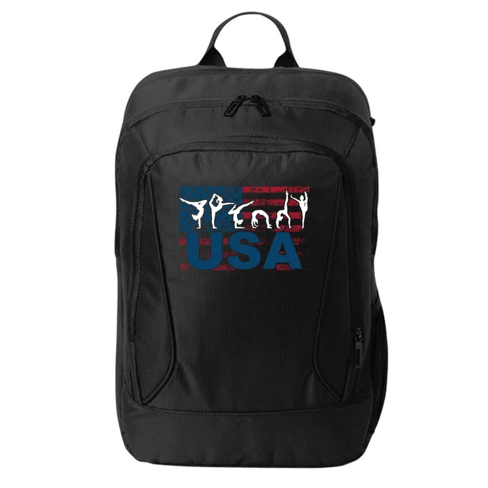 Gymnastics Usa Girl Patriotism Funny Sports Us American Gift Cute Gift City Backpack