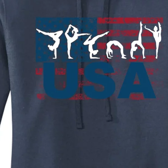 Gymnastics Usa Girl Patriotism Funny Sports Us American Gift Cute Gift Women's Pullover Hoodie