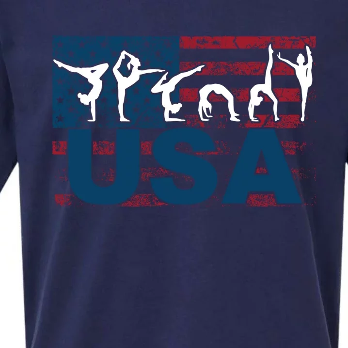 Gymnastics Usa Girl Patriotism Funny Sports Us American Gift Cute Gift Sueded Cloud Jersey T-Shirt