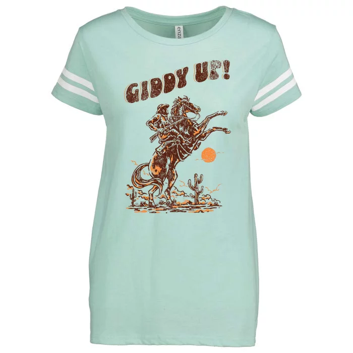 Giddy Up Horse Western Boho Hippie Enza Ladies Jersey Football T-Shirt