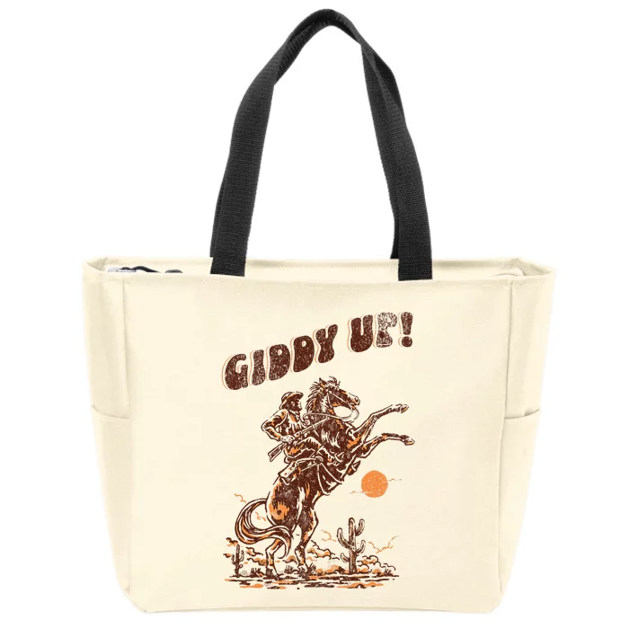 Giddy Up Horse Western Boho Hippie Zip Tote Bag